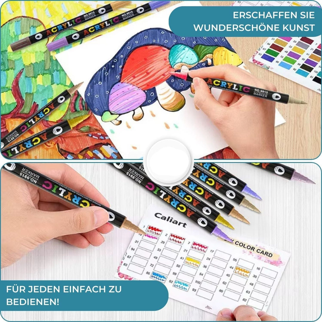 InkGlow Acrylmarker Set mit Doppelspitze für präzises Malen & Zeichnen. Kreativset für Kinder & Hobby Künstler.