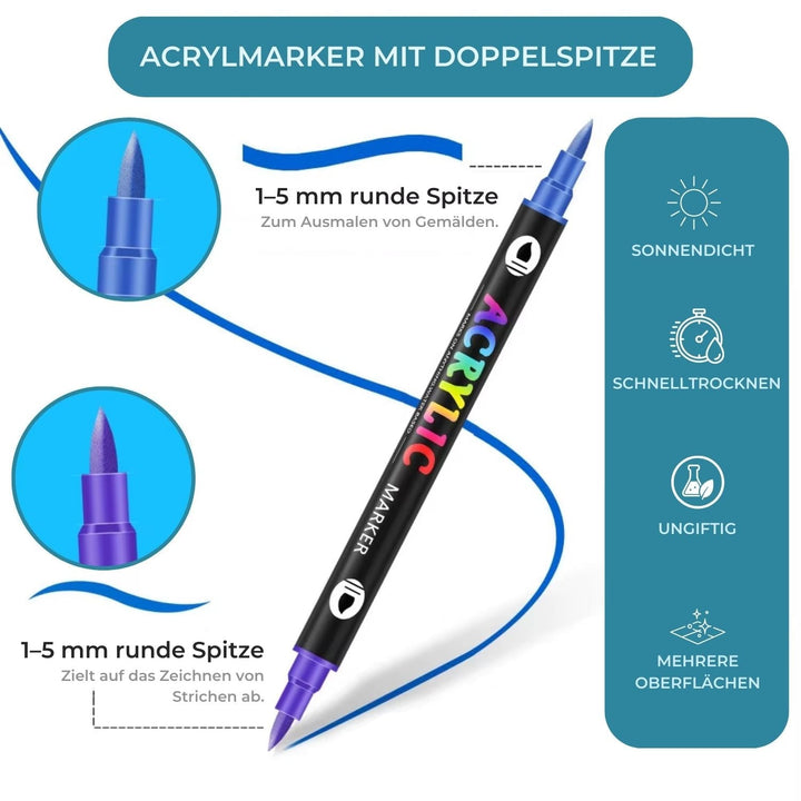 InkGlow Acrylmarker Set: Umfassendes Kreativset mit Malstiften für alle DIY Projekte. Perfekte Geschenkidee.