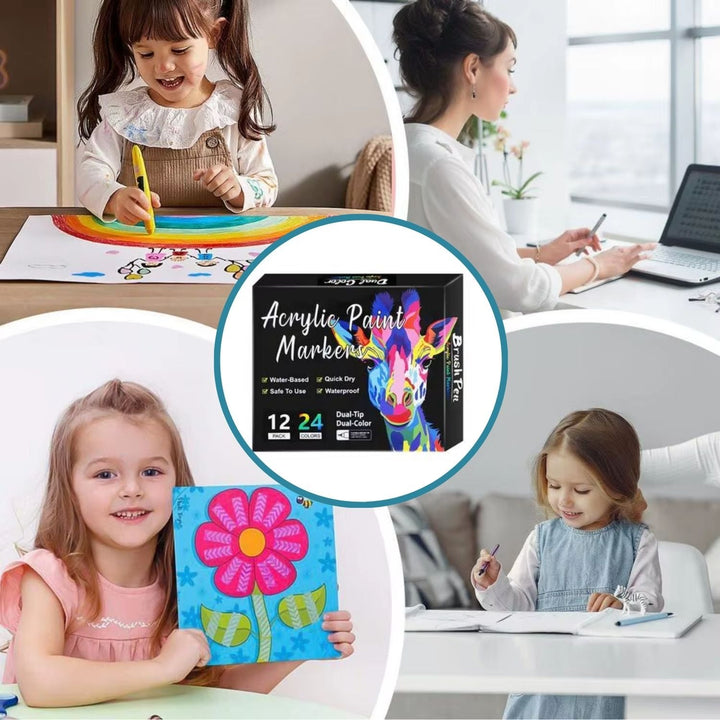 Hand hält einen InkGlow Acrylmarker, bereit zum kreativen Malen. Hochwertige Malstifte für Kinder & Künstler.