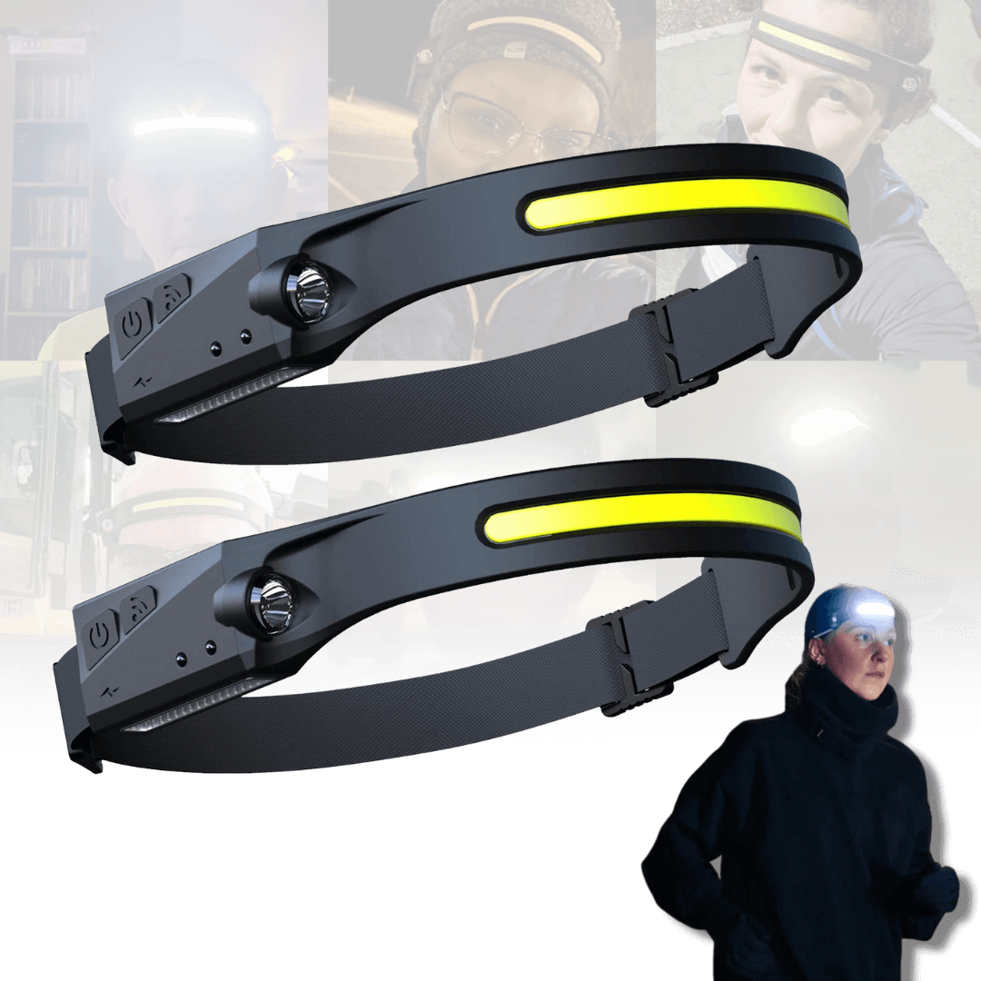Innovative BeamLite LED-Stirnlampe, wiederaufladbar für Outdoor, Camping, Wandern & Heimwerken. Helles Licht.