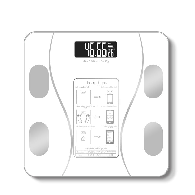 Schwarze Bluetooth Körperanalysewaage für Gewichtsmanagement, BMI, Körperfett, Muskelmasse & Gesundheitsmonitor.