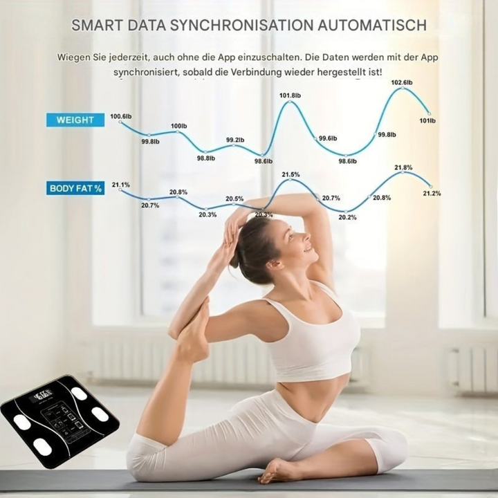 Gesundheitsmonitor: Smarte Körperanalysewaage für Gewichtsmanagement und umfassendes Fitness-Tracking.