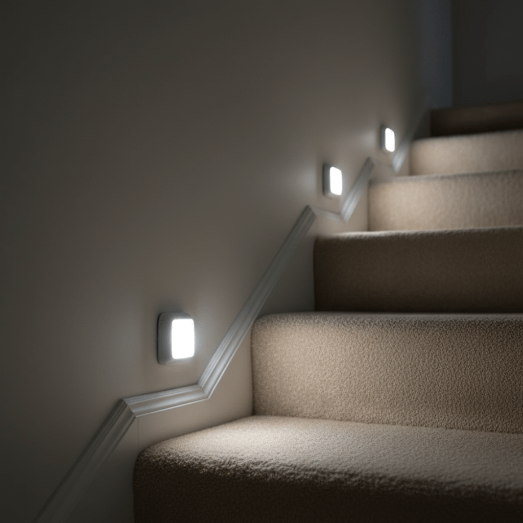Intelligente LED-Bettleuchte mit Bewegungssensor, ideal als Nachtlicht für sichere Schlafzimmer-Beleuchtung.