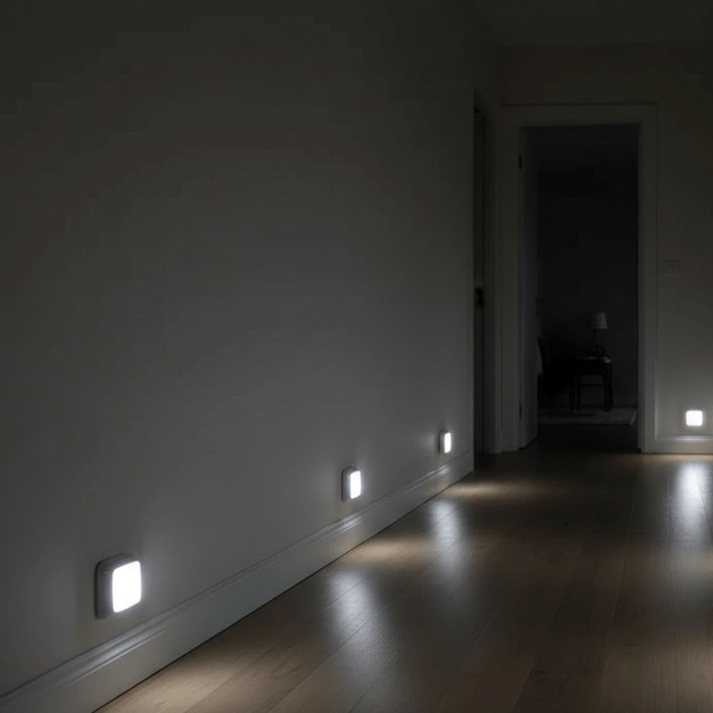 Batteriebetriebenes LED-Nachtlicht mit Bewegungssensor für Flur und Schlafzimmer, sorgt für sichere Beleuchtung.
