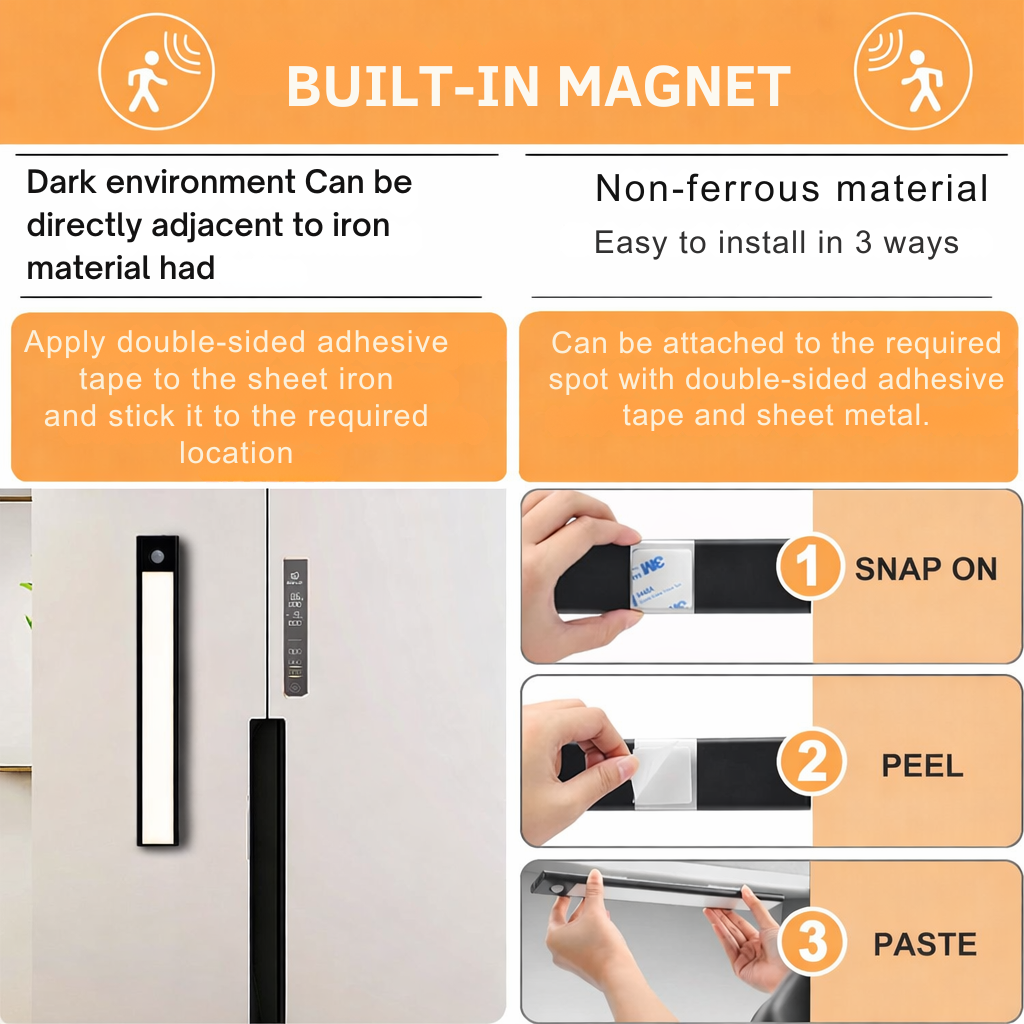 Keine Verkabelung nötig: kabellose LED Sensorleuchte mit Bewegungsmelder, dimmbar & USB-aufladbar.
