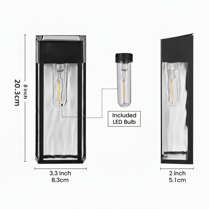 Schlichte, energieeffiziente Solar-Wandleuchte mit LED. Automatische Außenbeleuchtung für Ihr Zuhause.