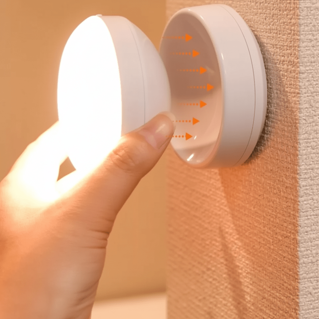 Energiesparende LED Wandleuchte mit Bewegungssensor. Smart Home Innenbeleuchtung, kabellos & modernes Design.