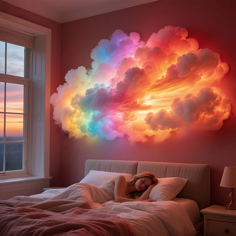 Moderne LED-Wolkenleuchte, musikreaktiv, als auffällige Zimmerdeko und Beleuchtung.