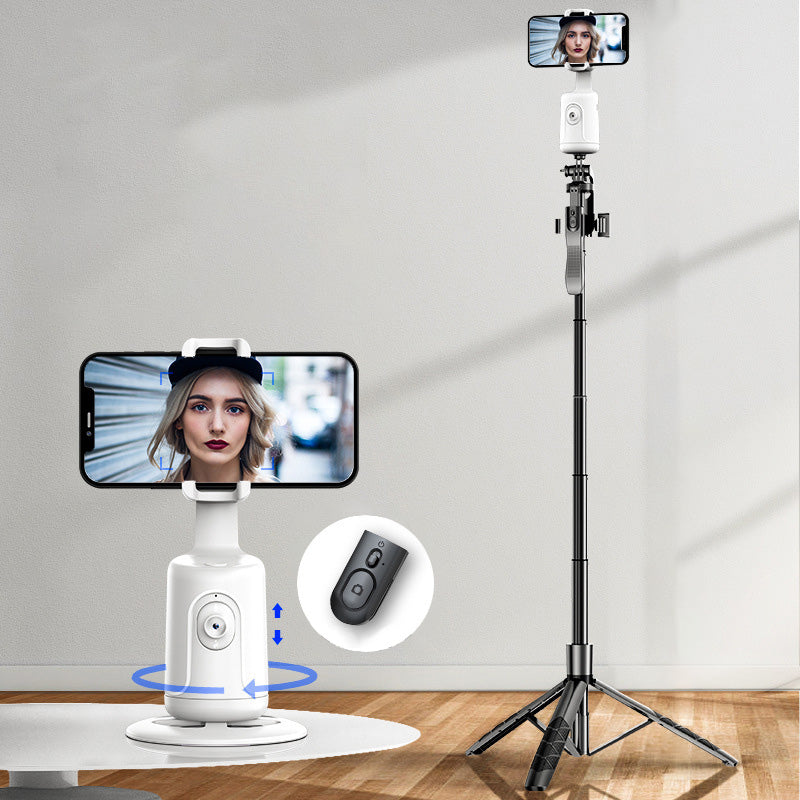 Smartes 360° Selfie-Stativ mit automatischer Objektverfolgung für Live-Streaming & Videoaufnahme.