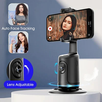 Smartphone-Halterung mit KI-Tracking und 360-Grad-Rotation für automatische Videoaufnahmen.