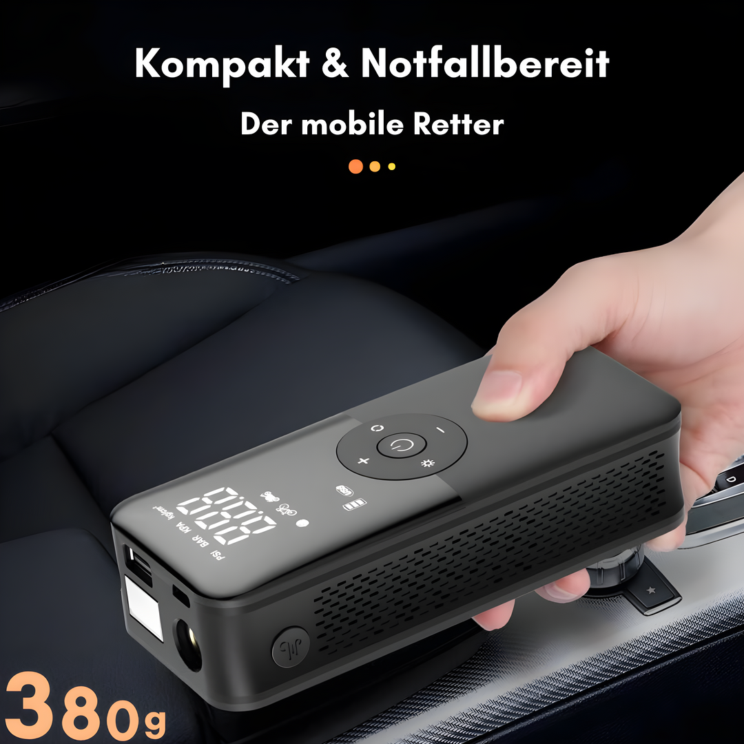 Vielseitige Fahrradpumpe: Reifenfüller, Powerbank & LED-Licht für Outdoor-Abenteuer.