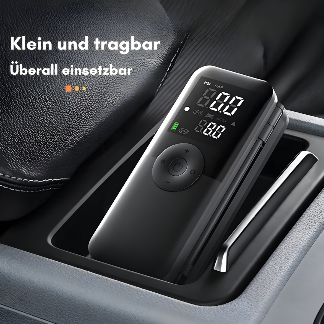 Elektrischer Fahrradreifenfüller mit Smart-Funktionen, ideal für unterwegs. Unverzichtbares Fahrradzubehör.