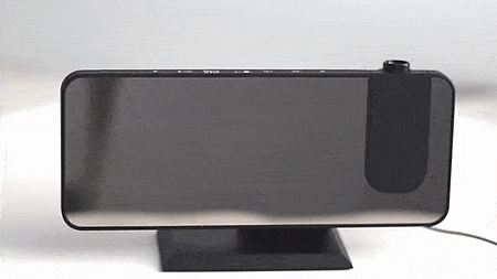 Moderner LED-Projektionswecker mit USB-Ladefunktion, Temperatur- und Feuchtigkeitsanzeige für Schlafzimmer.