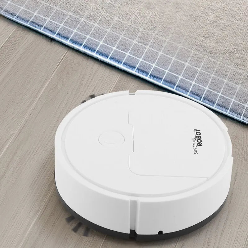 Kompakter automatischer Roboterstaubsauger, effizient für gründliche Bodenreinigung zuhause.
