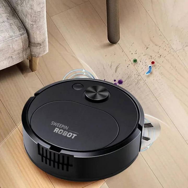 Automatischer Saugroboter kehrt zur Ladestation zurück. Intelligenter Reinigungsroboter für effiziente, smarte Reinigung.