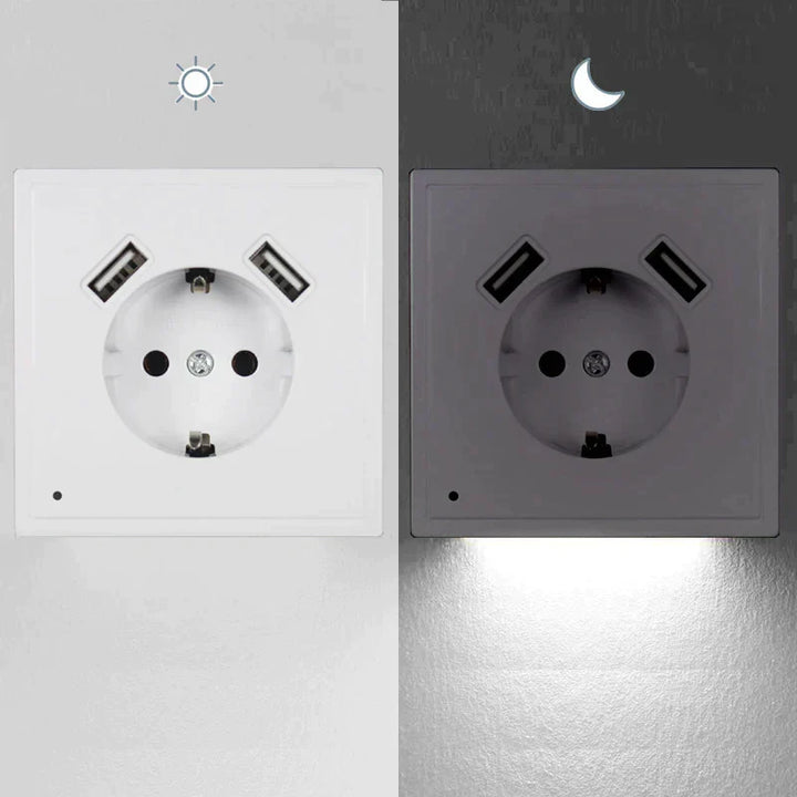 Modernes, weißes LED-Nachtlicht zur einfachen Montage in jeder Steckdose. Ideal für Smart Home Ambiente.