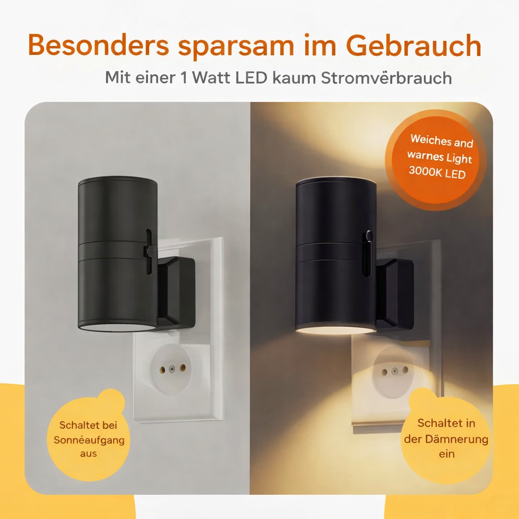 Automatisches LED Sensorlicht für die Steckdose, smartes Orientierungslicht, perfekt für Kinderzimmer und Flur.