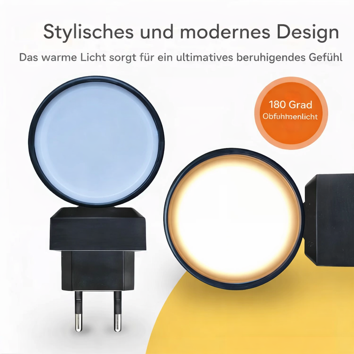 Energiesparendes smartes LED Nachtlicht mit Dämmerungssensor, automatische Beleuchtung für Schlafzimmer und Bad.