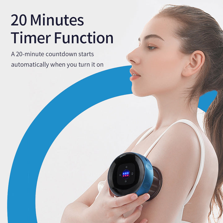 Ergonomisches Schröpfgerät mit Rotlicht- und Massagefunktion für komfortable Anwendung zu Hause.