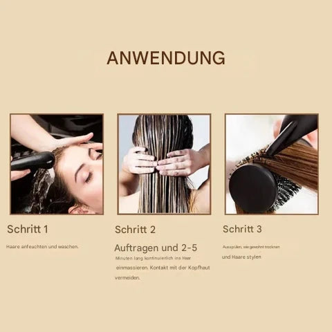 Hochwertige Haarkosmetik-Haarkur für Reparatur, Glanz & Geschmeidigkeit; macht das Haar weich & vitalisiert.