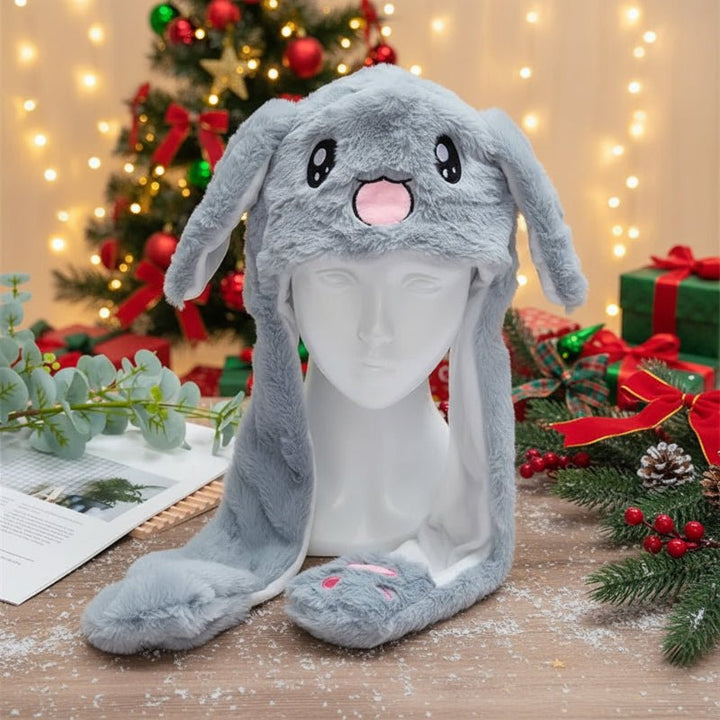 Lustige Hasenmütze mit beweglichen Ohren zum Drücken. Ideal für Kinder & Erwachsene, als Partyhut.