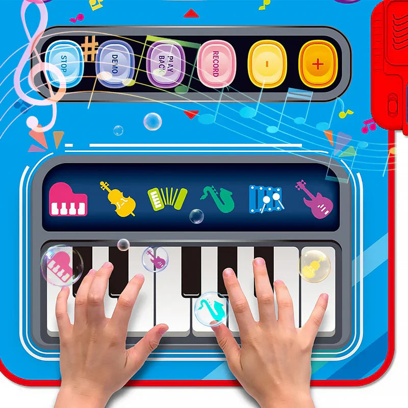 Interaktive Musikmatte mit verschiedenen Modi und Sounds, Montessori Lernspielzeug für spielendes Entdecken.