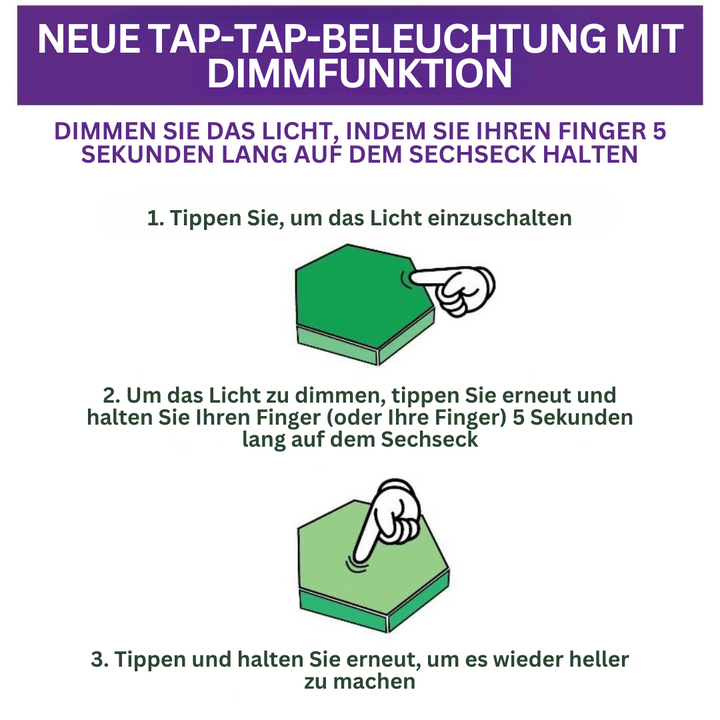 Elegante sechseckige GlowHex LED-Designlampe, interaktive Wandbeleuchtung für stilvolles Home Decor und individuelles Licht.