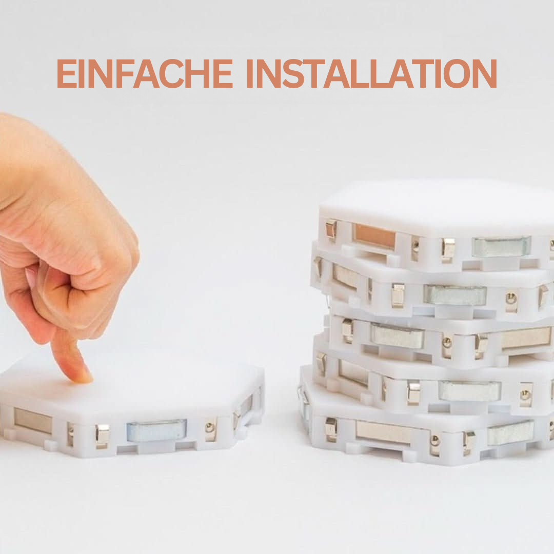 Moderne sechseckige GlowHex LED-Wandlampe, interaktiv & modular für einzigartiges Designlicht und kreative Akzente.