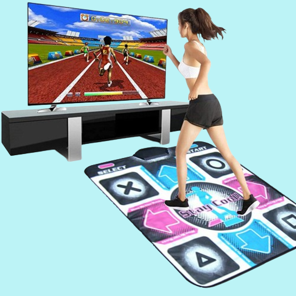Kinder tanzen begeistert auf der interaktiven Spielmatte, ideal für Fitness & Entertainment.
