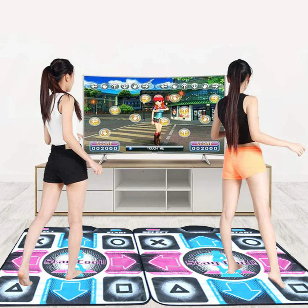 Rutschfeste MovePulse Tanzmatte in elegantem Design für interaktives Fitness-Training & Gaming zuhause via Bluetooth.