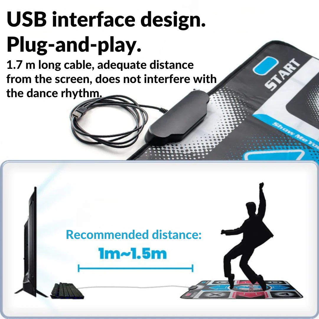 Interaktive Bluetooth Tanzmatte MovePulse für Fitness, Gaming & Sport zuhause; verbessert Koordination & bringt Spass.