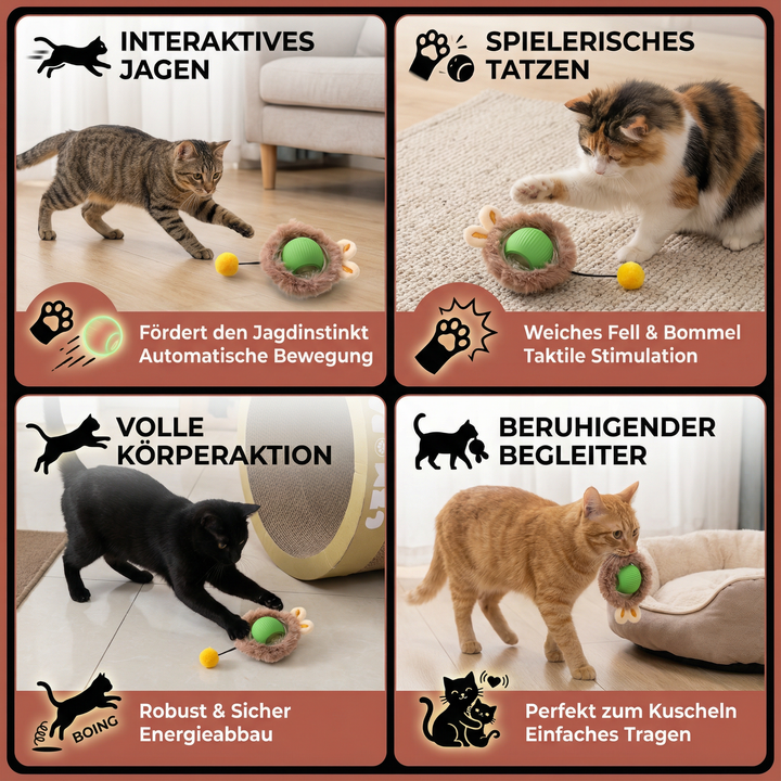 Weicher interaktiver Fellball für Katzen, automatisches Spielzeug für Spaß und Bewegung.