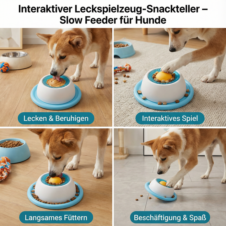 Flexibler Leckteller für Hunde, Slow Feeder gegen Schlingen & zur Beschäftigung. Langlebiges Hundespielzeug für Futter.