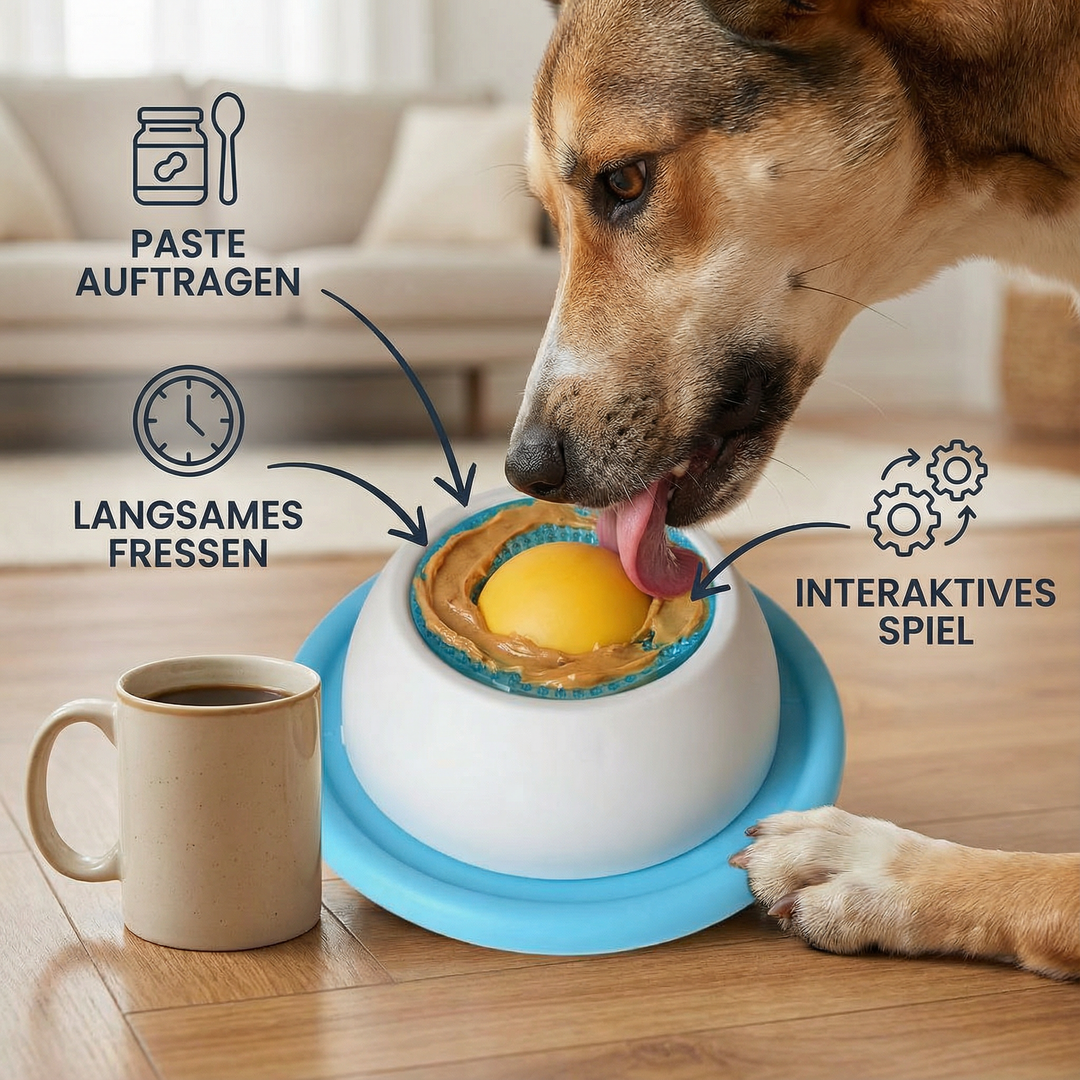 Hunde Leckmatte mit Saugnäpfen, Slow Feeder für Nassfutter & Leckerlis. Beschäftigungsspielzeug für Stressabbau & Pflege.
