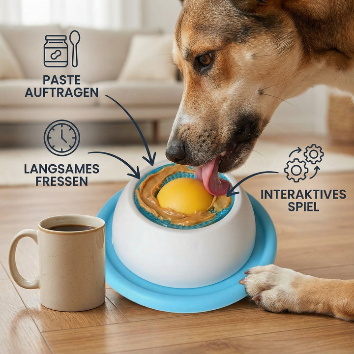 Hunde Leckmatte mit Saugnäpfen, Slow Feeder für Nassfutter & Leckerlis. Beschäftigungsspielzeug für Stressabbau & Pflege.