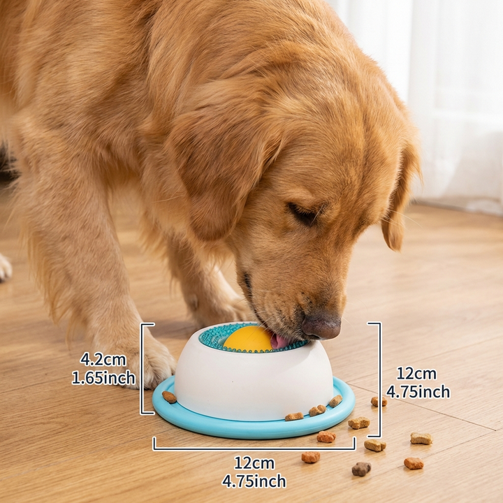 Detailansicht des Hunde Lecktellers: Interaktiver Slow Feeder mit Noppen für langsames Fressen & Stressabbau bei Hunden.