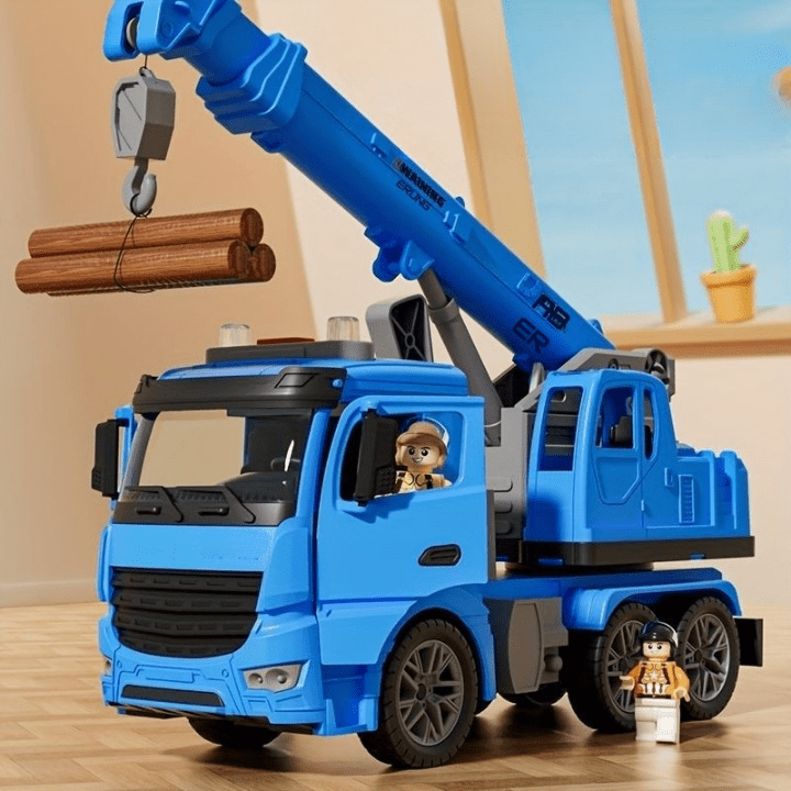 Hochwertiger Spielzeug-Kranwagen für Outdoor- & Indoor-Spiele, mit interaktiven Licht- und Soundeffekten.