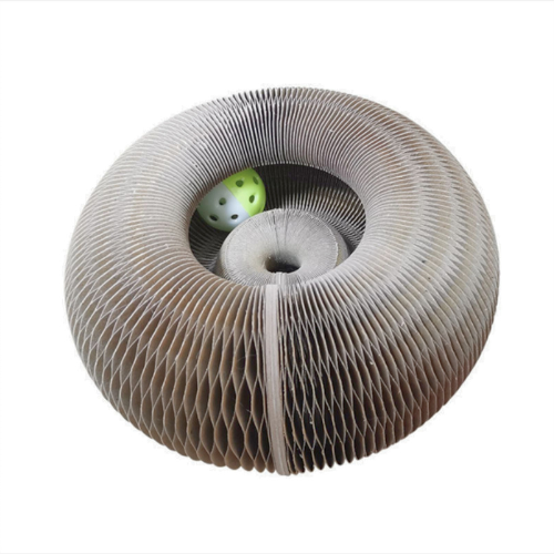 Interaktiver Kratzball für Katzen mit sisalbezogener Oberfläche, ideal als Katzenspielzeug & Kratzbrett zum Spielen & Krallenwetzen.