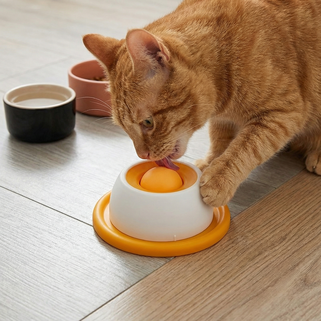 Anti-Schlingen Slow Feeder für Katzen. Verhindert schnelles Fressen, sorgt für Intelligenzspielzeug & mentale Auslastung.