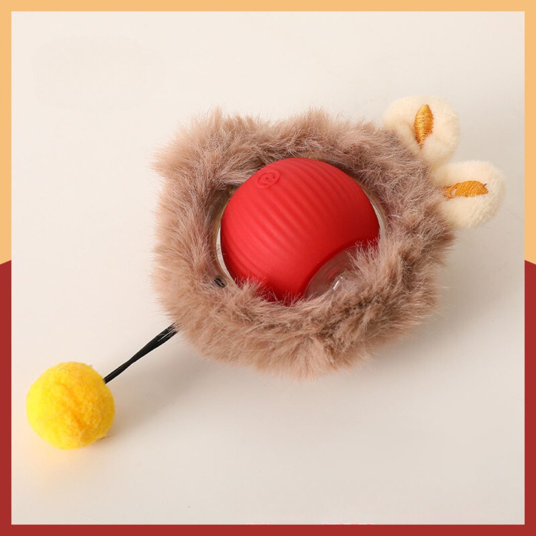 Robuster interaktiver Spielball mit Schwanz, ideal zur Beschäftigung und Fitness der Katze.