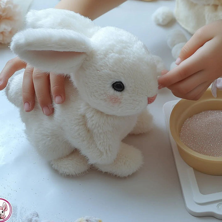 Kinderspielzeug: Interaktiver Plüschhase mit realistischen Bewegungen. Der neue weiche Tierfreund zum Spielen.