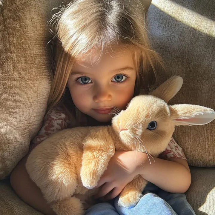 Realistischer interaktiver Plüschhase mit Hüpfbewegungen und Geräuschen. Ein weiches Spielzeug Hase für Kinder.