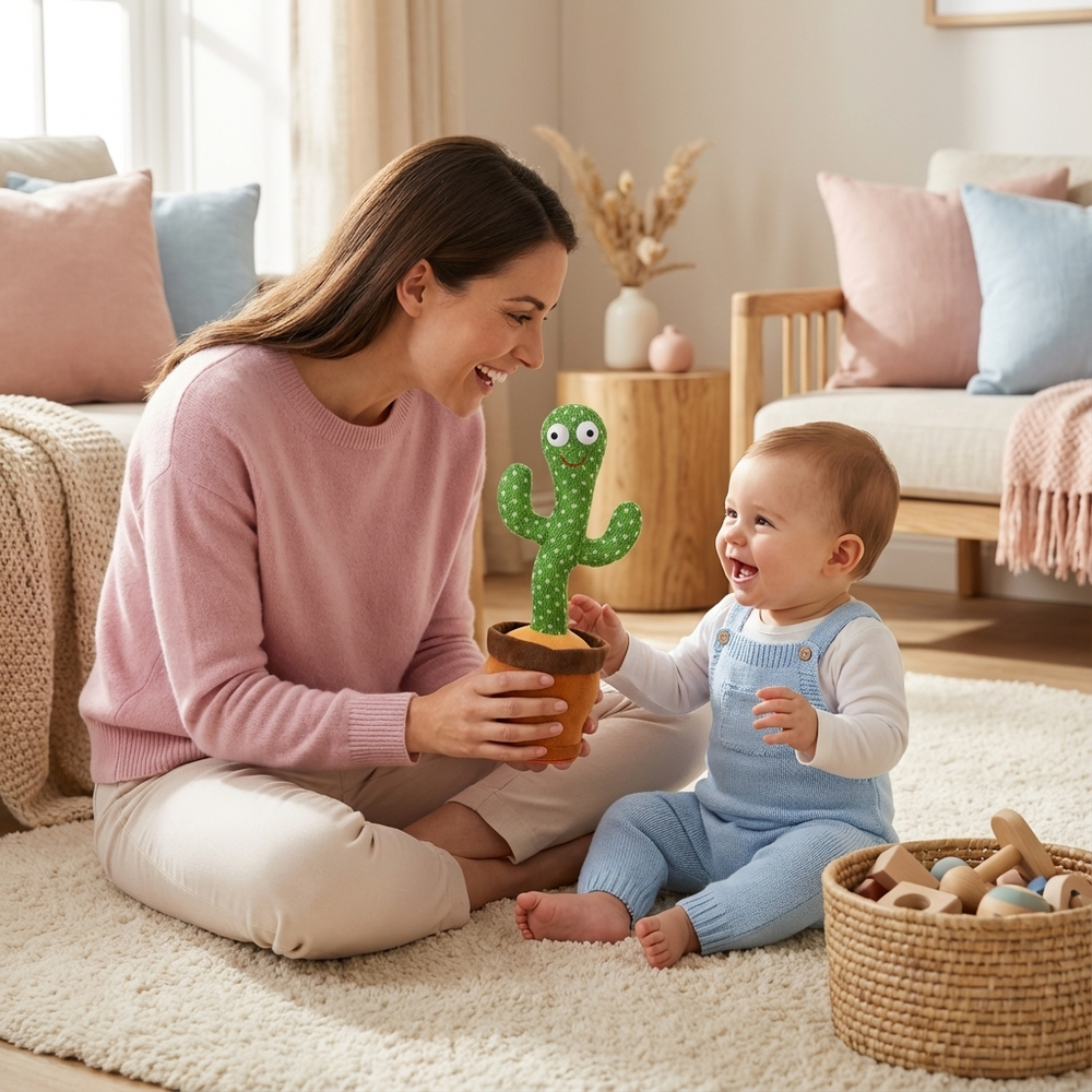 Pädagogisches Kinderspielzeug: Sprechender Kaktus, interaktiv, musikalisch, zum Tanzen. Ideale Geschenkidee für Babys.