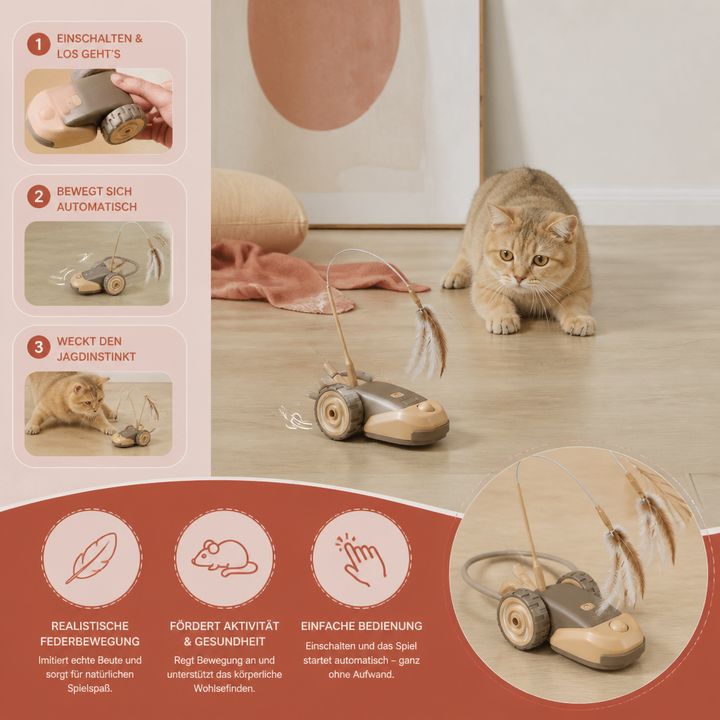 Katzen-Federjagdspielzeug für interaktiven Spielspaß. Regt Jagdinstinkt und Aktivität an.