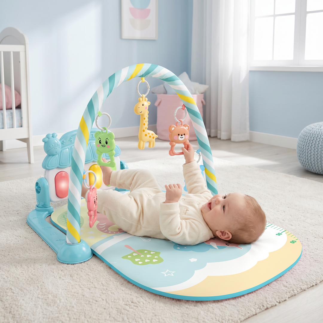 Motorikspielzeug Baby: Pedal-Piano mit interaktiven Tasten für sensorische Wahrnehmung & Koordinationstraining.
