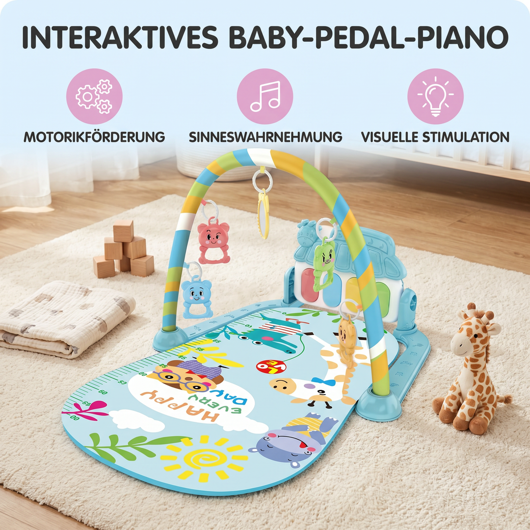 Babyspielzeug Pedal-Piano mit bunten Tasten für Motorik- & Sensorik-Entwicklung. Interaktives Musikspielzeug.