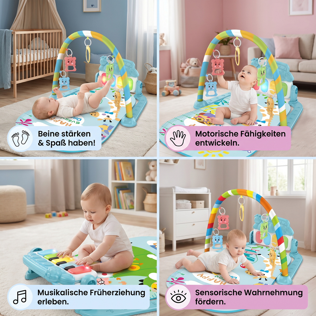 Sensorisches Baby-Pedal-Piano: Farbiges Musikspielzeug, das Koordination & Motorik bei Kleinkindern anregt.