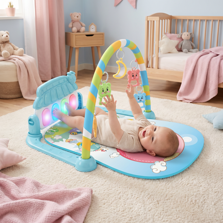 Geschenk-Baby: Pädagogisches Pedal-Piano für sensorische & motorische Fähigkeiten. Musikalisches Lernspielzeug.