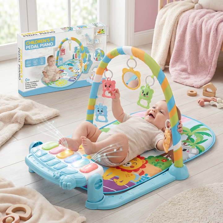 Interaktives Musik-Pedal-Piano für Babys. Fördert die sensorische & motorische Entwicklung durch spielerisches Lernen.