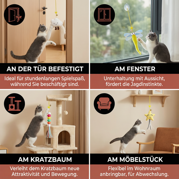 Elastisches hängendes Katzenspielzeug simuliert Beute, perfekt zur Förderung des Jagdinstinkts der Katze.